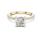 Gold Ring DDLR-040, Cushion center stone, Yellow Gold, view 4