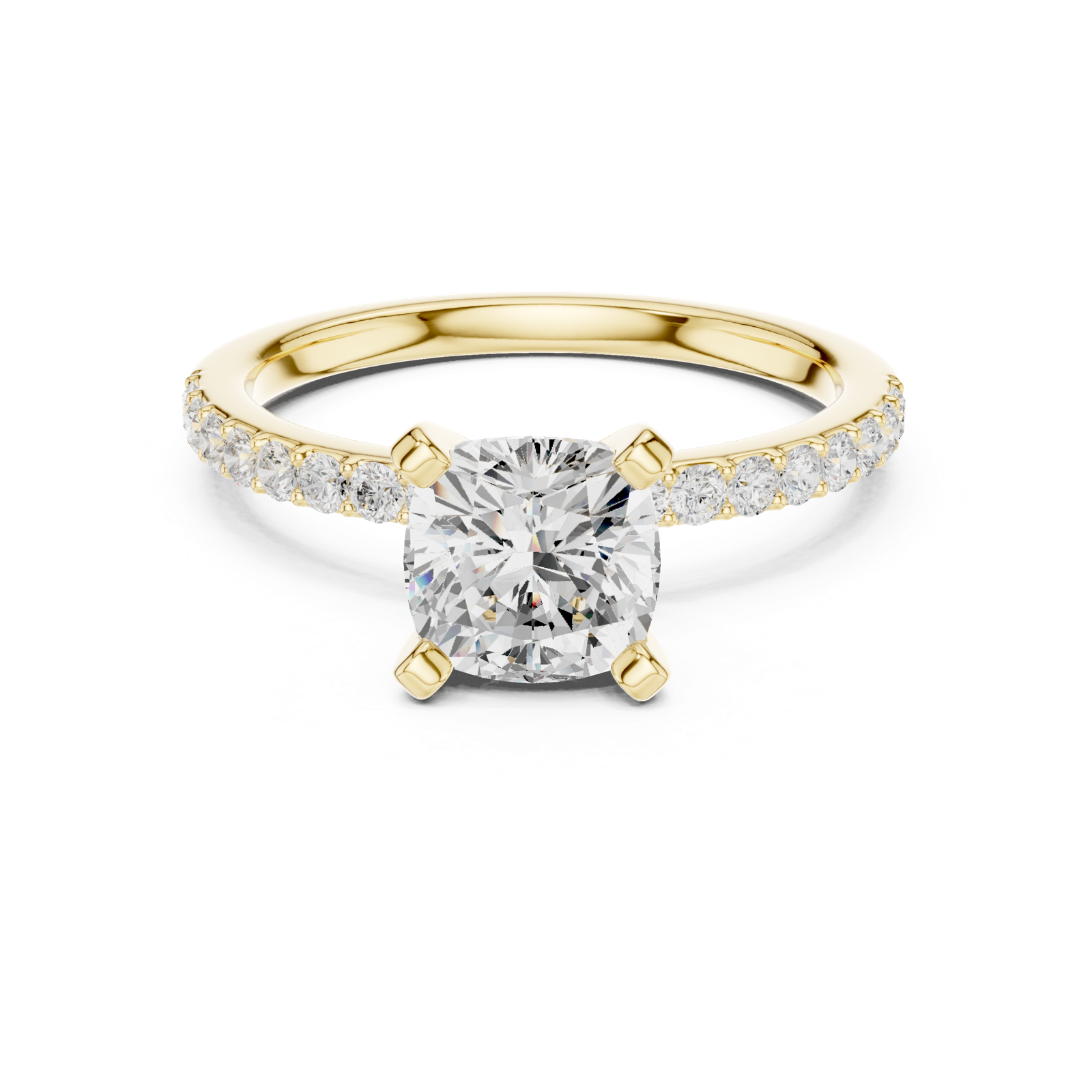 Gold Ring DDLR-040, Cushion center stone, Yellow Gold, view 4