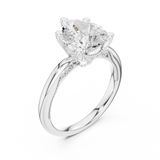 Gold Ring DDLR-175, Pear center stone, White Gold, view 2