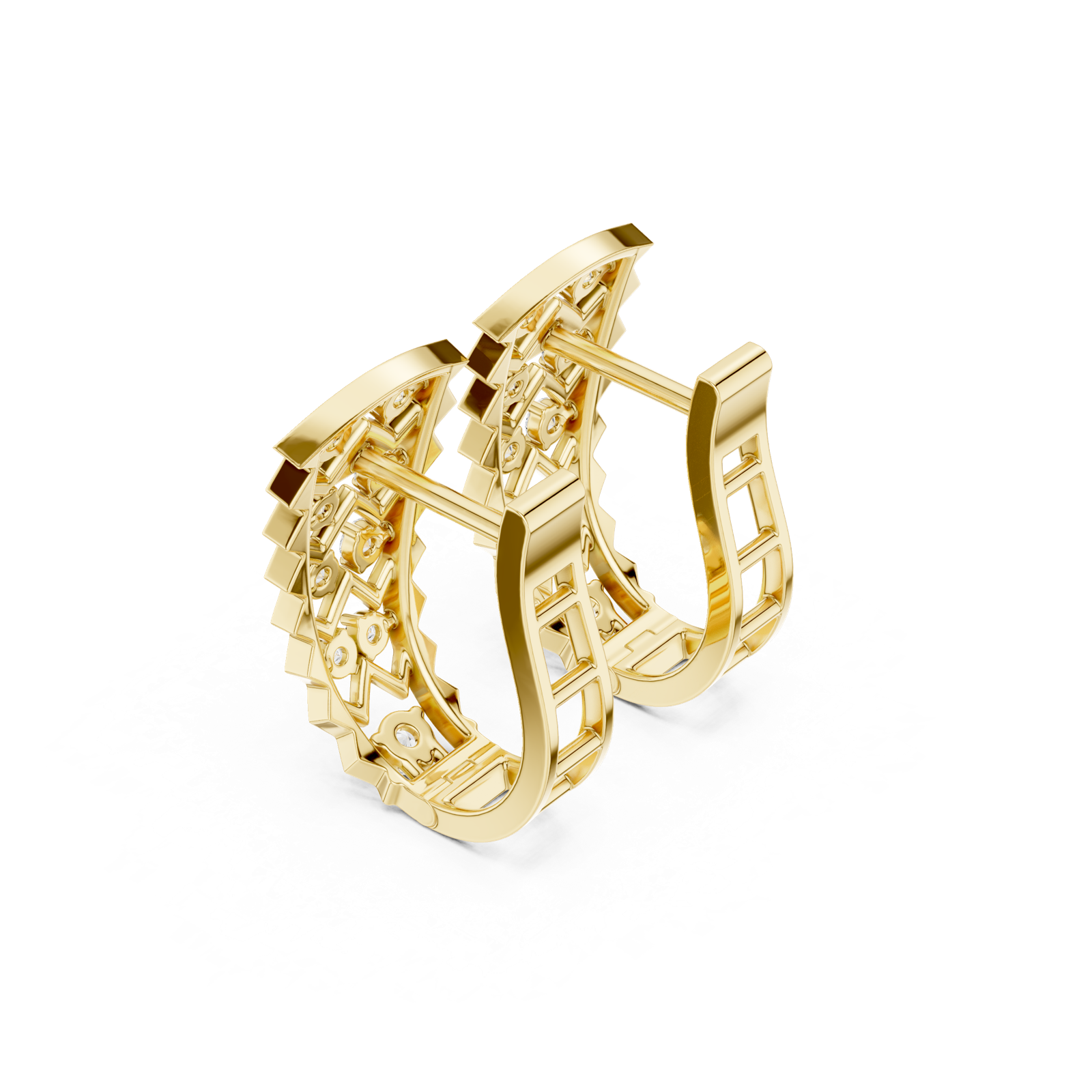 14K Solid Gold Lab Diamond Cluster Earrings, Yellow Gold, view 2