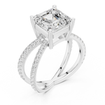 Gold Jewelry, Asscher center stone, White Gold, view 2