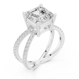 Gold Jewelry, Asscher center stone, White Gold, view 2