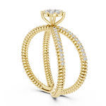 14K Solid Gold Lab Diamond Crossover Ring, Yellow Gold, view 1