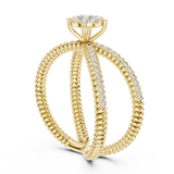 14K Solid Gold Lab Diamond Crossover Ring, Yellow Gold, view 1