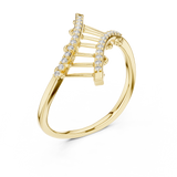 14K Solid Gold Lab Diamond Crossover Ring, Yellow Gold, view 2