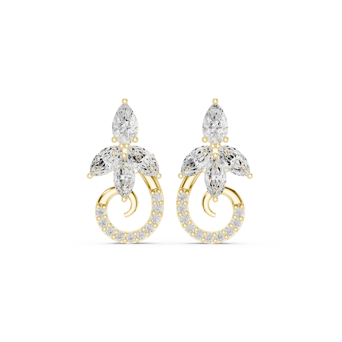 14K Solid Gold Lab Diamond Drop Earrings, Yellow Gold