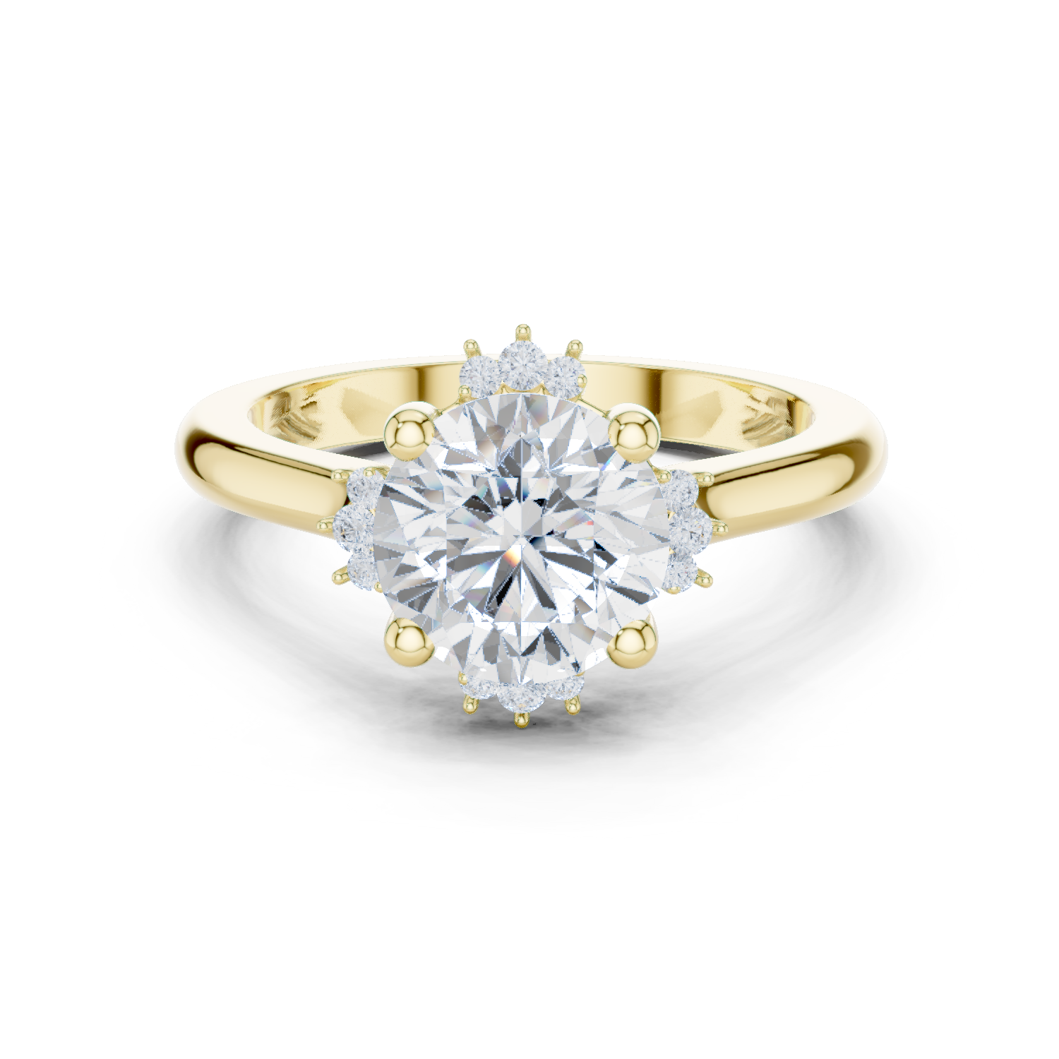 Gold Jewelry L35-123, Round center stone, Yellow Gold