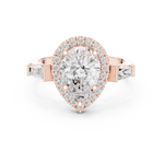Gold Ring DDLR-342, Pear center stone, Rose Gold, view 4