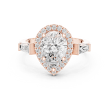 Gold Ring DDLR-342, Pear center stone, Rose Gold, view 4