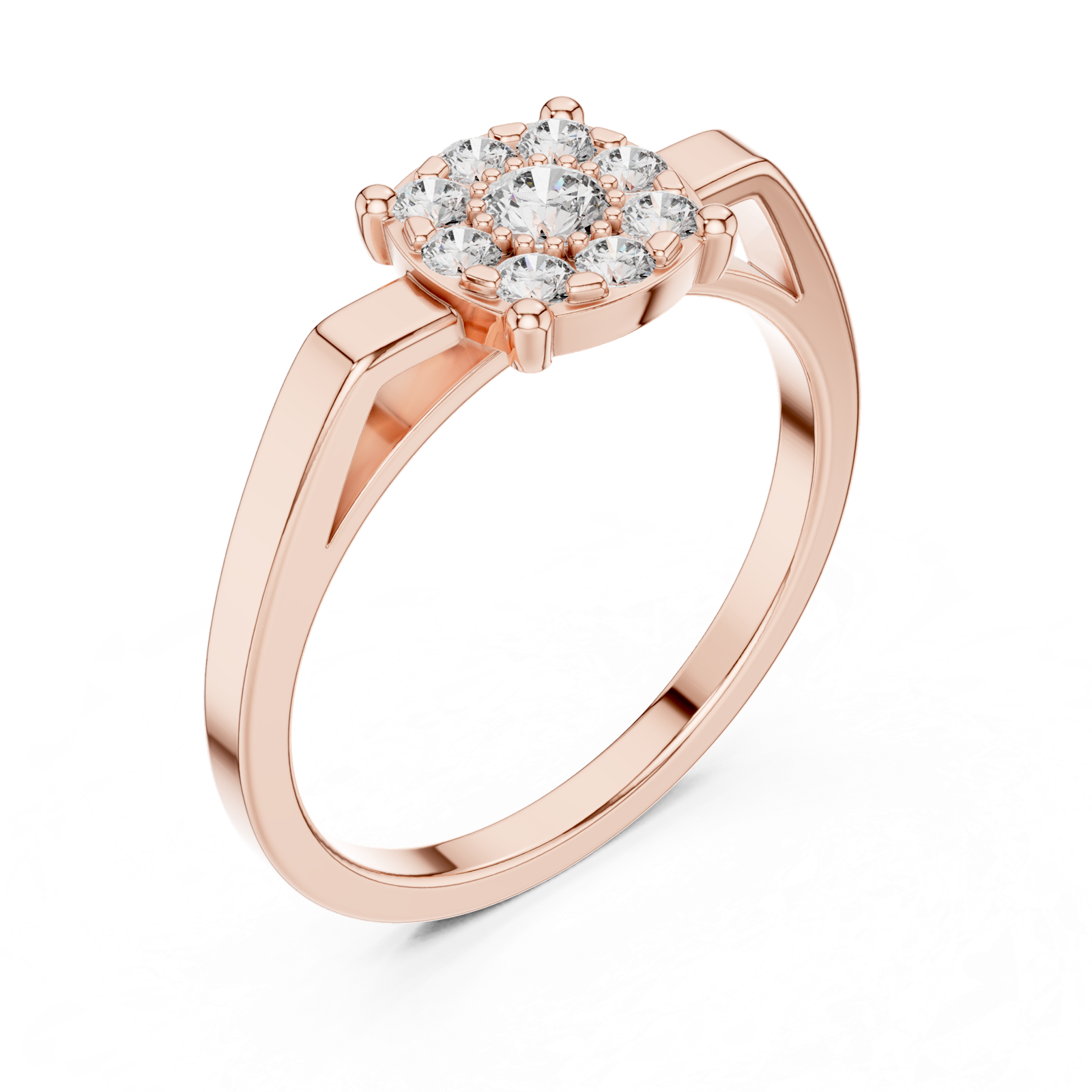 14K Solid Gold Lab Diamond Halo Ring, Rose Gold, view 2