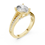 Gold Ring, Oval center stone, Yellow Gold, view 2