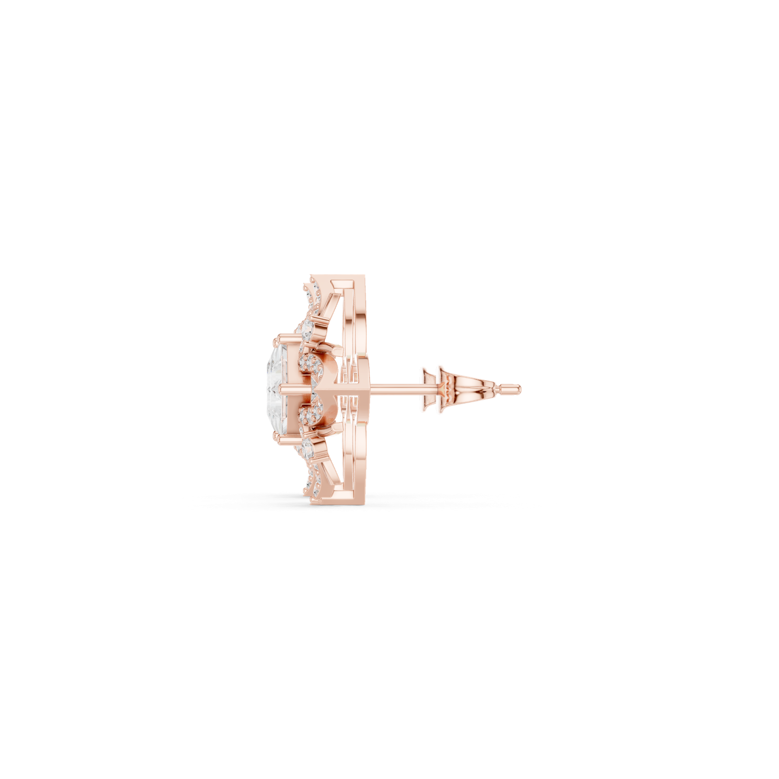 Gold Earrings ALJER-492, Rose Gold, view 3