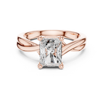 Gold Twisted Band Solitaire Engagement Ring, Radiant center stone, Rose Gold, view 4
