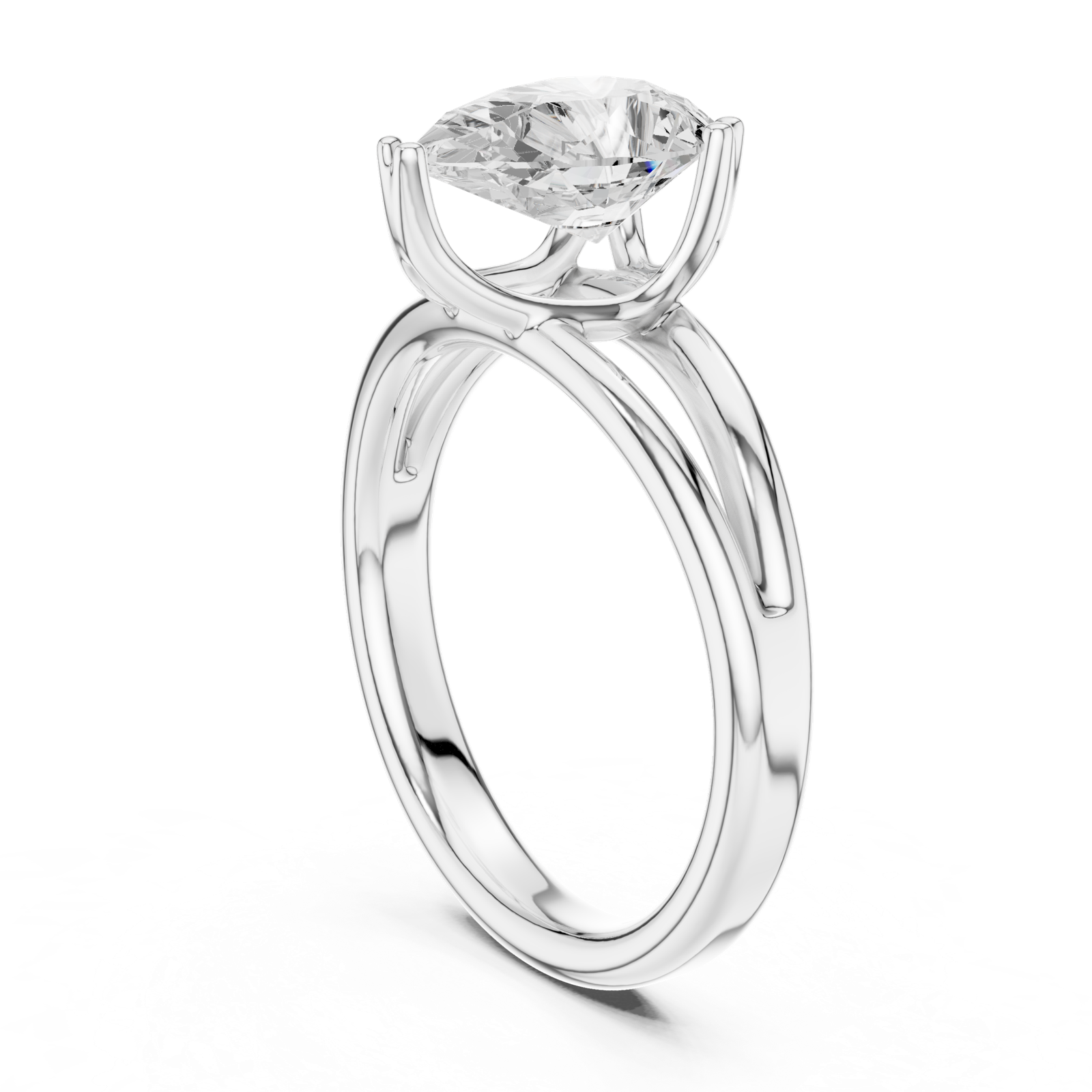 Gold Jewelry L36-7, Pear center stone, White Gold, view 1