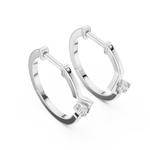 14K Solid Gold Lab Diamond Huggie Earrings, White Gold, view 2