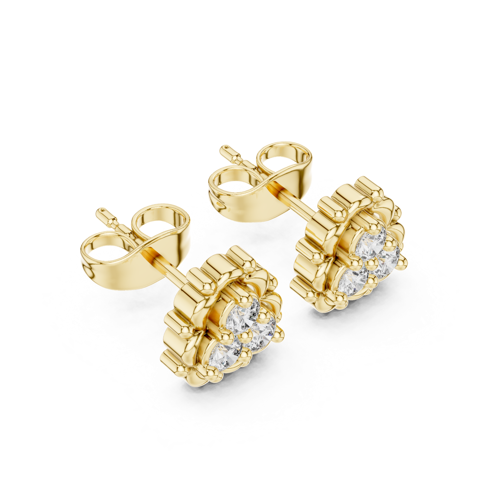 Gold Earrings 9-10040E, Yellow Gold, view 2