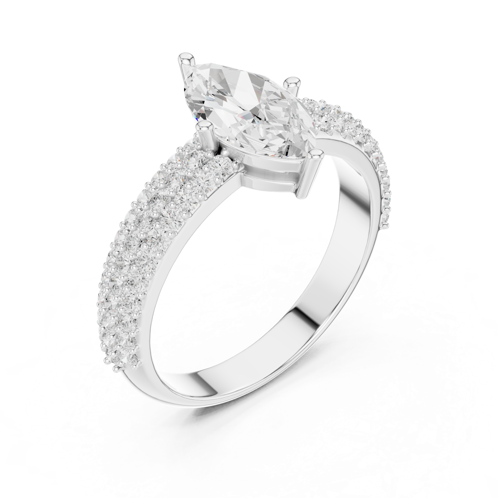 Gold Ring DDLR-1103, White Gold, view 2