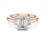 Gold Ring DDLR-038, Emerald center stone, Rose Gold, view 4