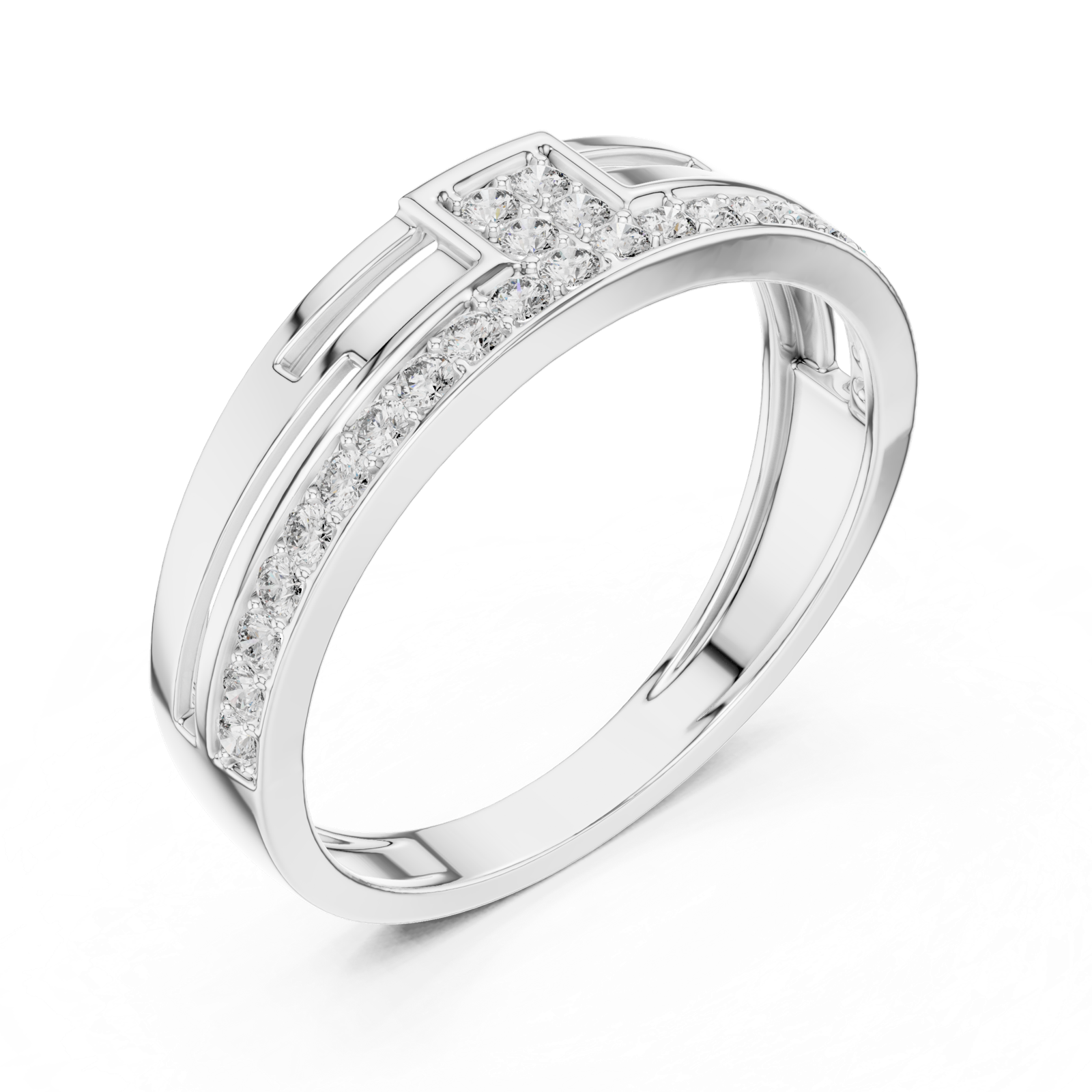 Gold Ring LR-01 (9), White Gold, view 2