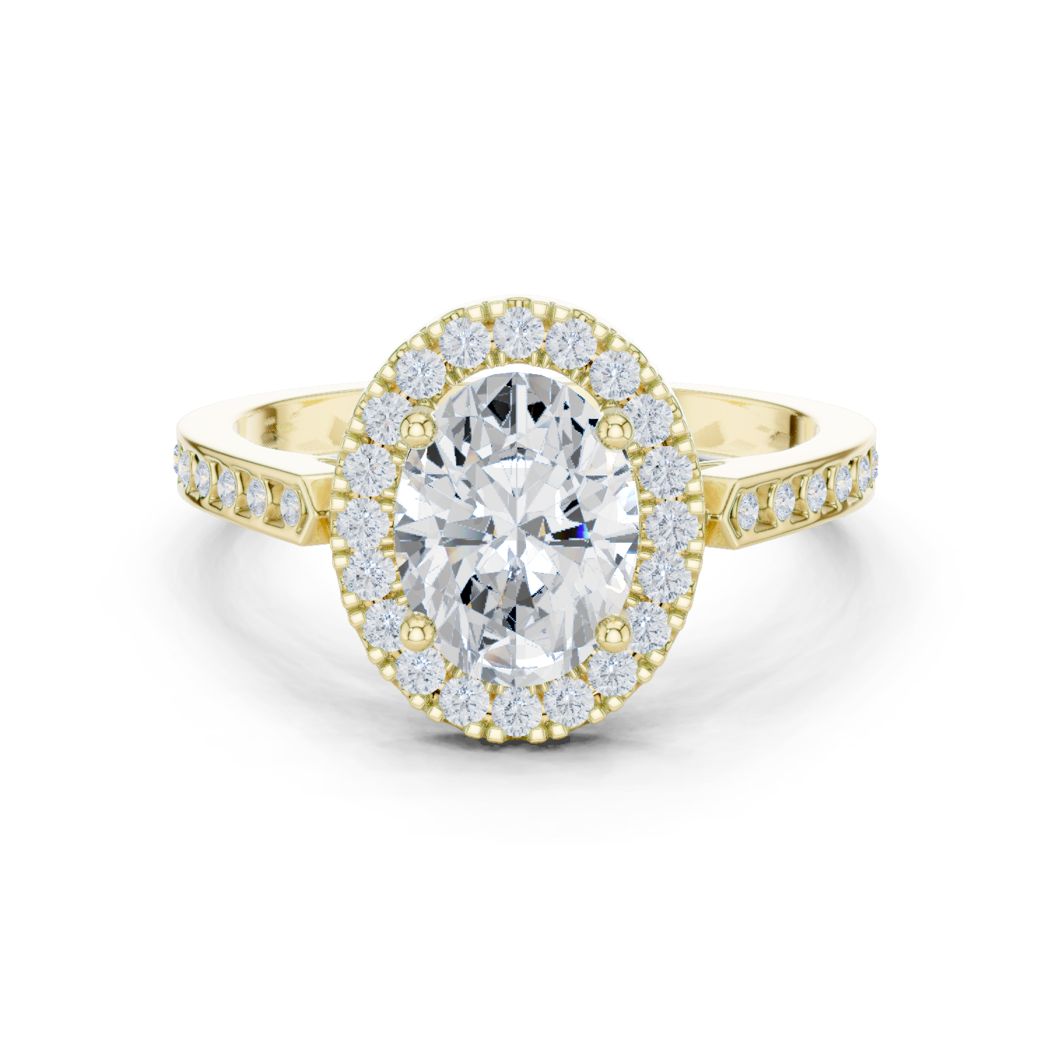 Gold Ring DDLR-349, Oval center stone, Yellow Gold