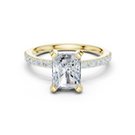 Gold Ring DDLR-040, Radiant center stone, Yellow Gold