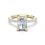 Gold Ring DDLR-040, Radiant center stone, Yellow Gold