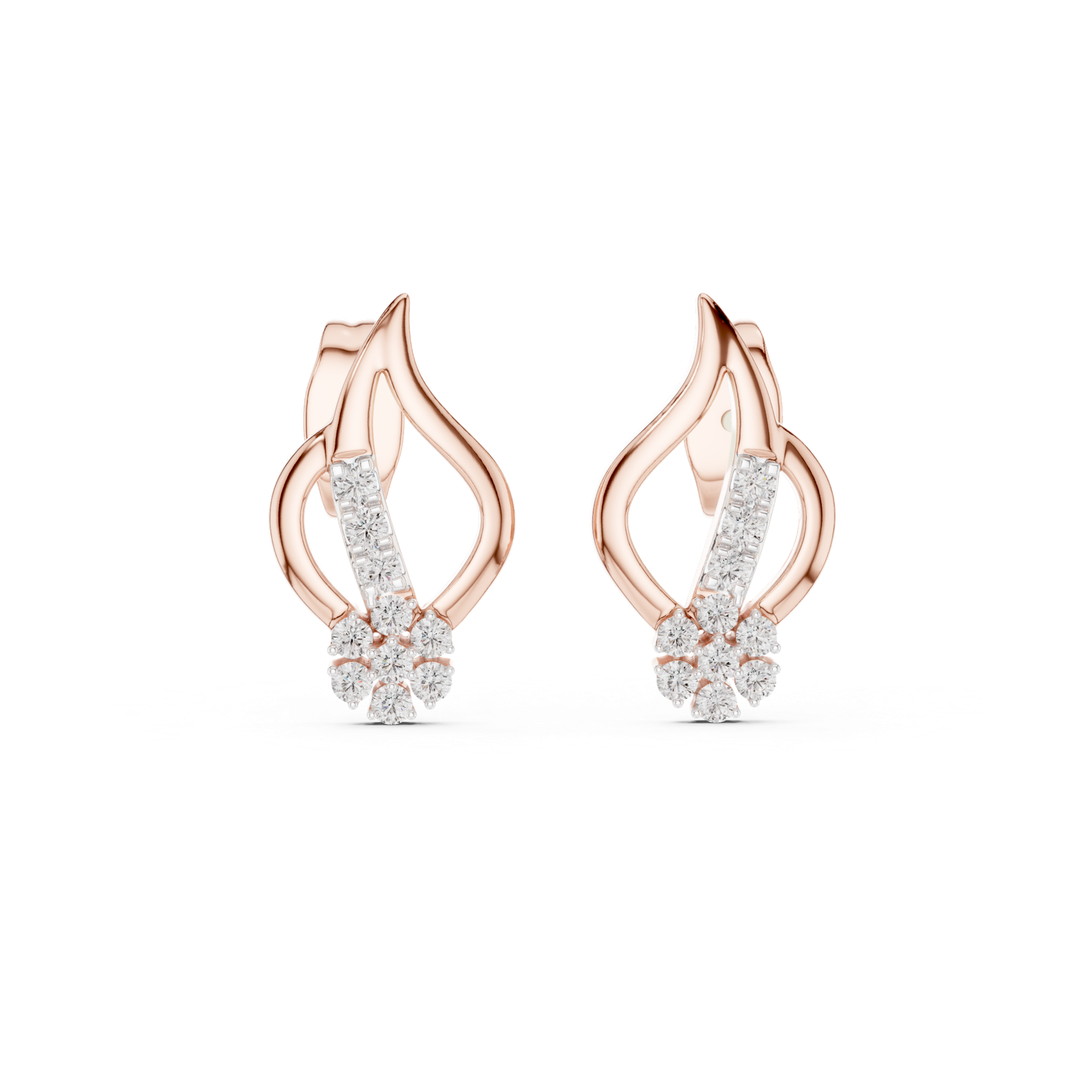 Gold Earrings 12-10014@E, Rose Gold