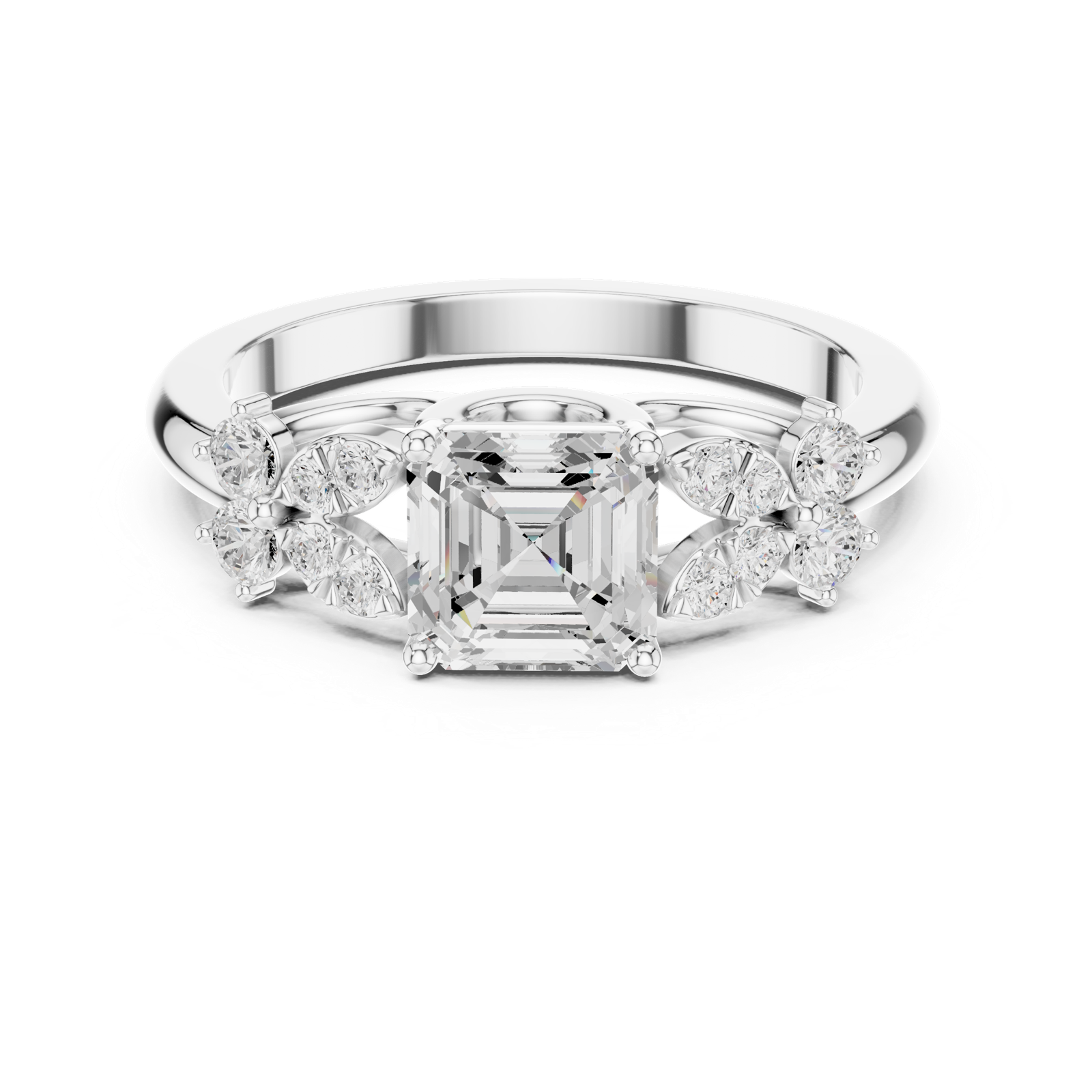 Gold Ring DDLR-1110, White Gold, view 4