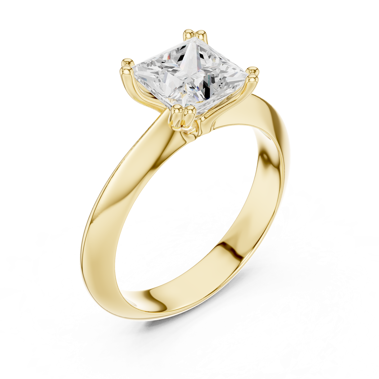 Gold Jewelry L36-8, Princess center stone, Yellow Gold, view 2