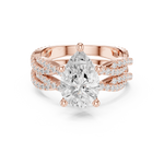 Gold Ring DDLR-300, Pear center stone, Rose Gold, view 4