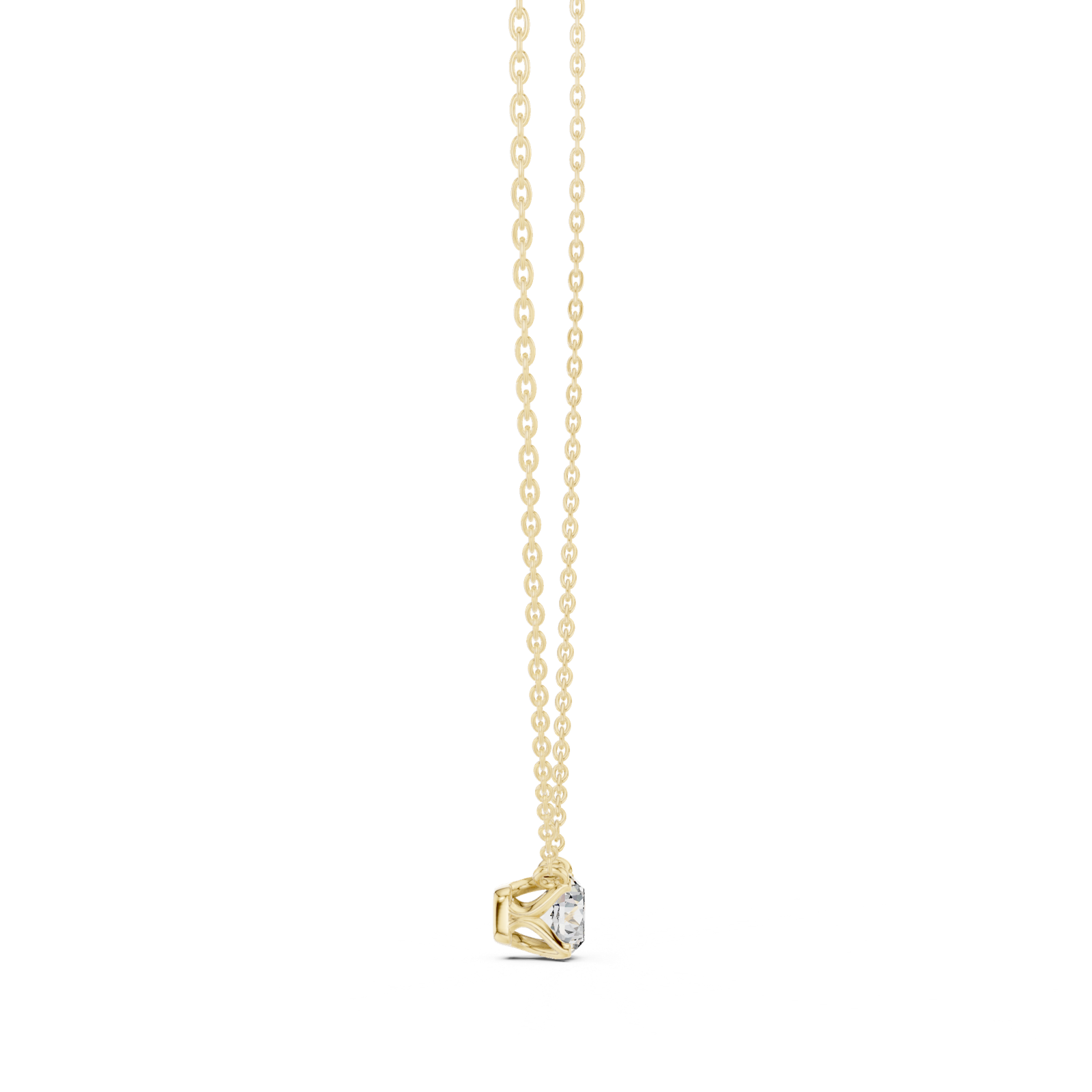 14K Solid Gold Lab Diamond Solitaire Pendant Necklace, Yellow Gold, view 3