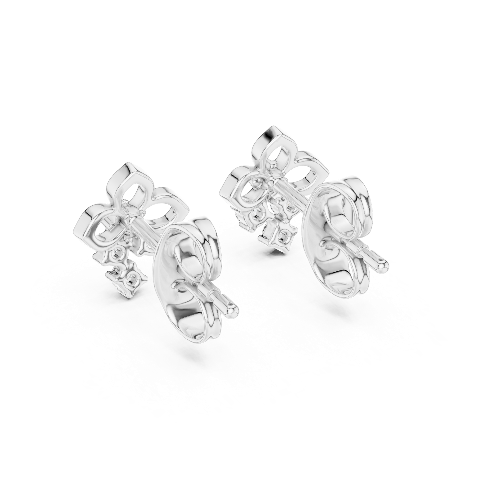 Gold Earrings 12-10017@E, White Gold, view 3
