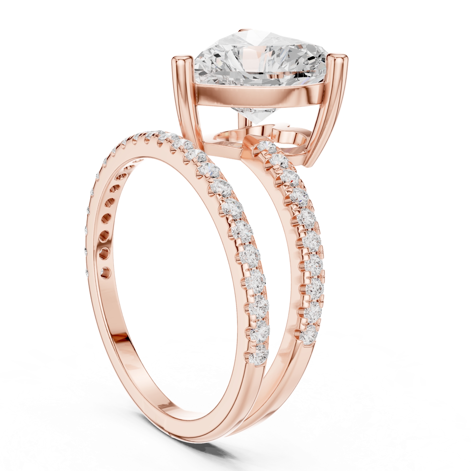 Gold Jewelry L35-39, Heart center stone, Rose Gold, view 1
