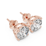 14K Solid Gold Lab Diamond Stud Earrings, Rose Gold, view 2