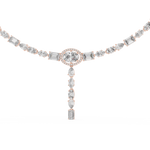 14K Solid Gold Lab Diamond Tennis Necklace, Rose Gold, view 4