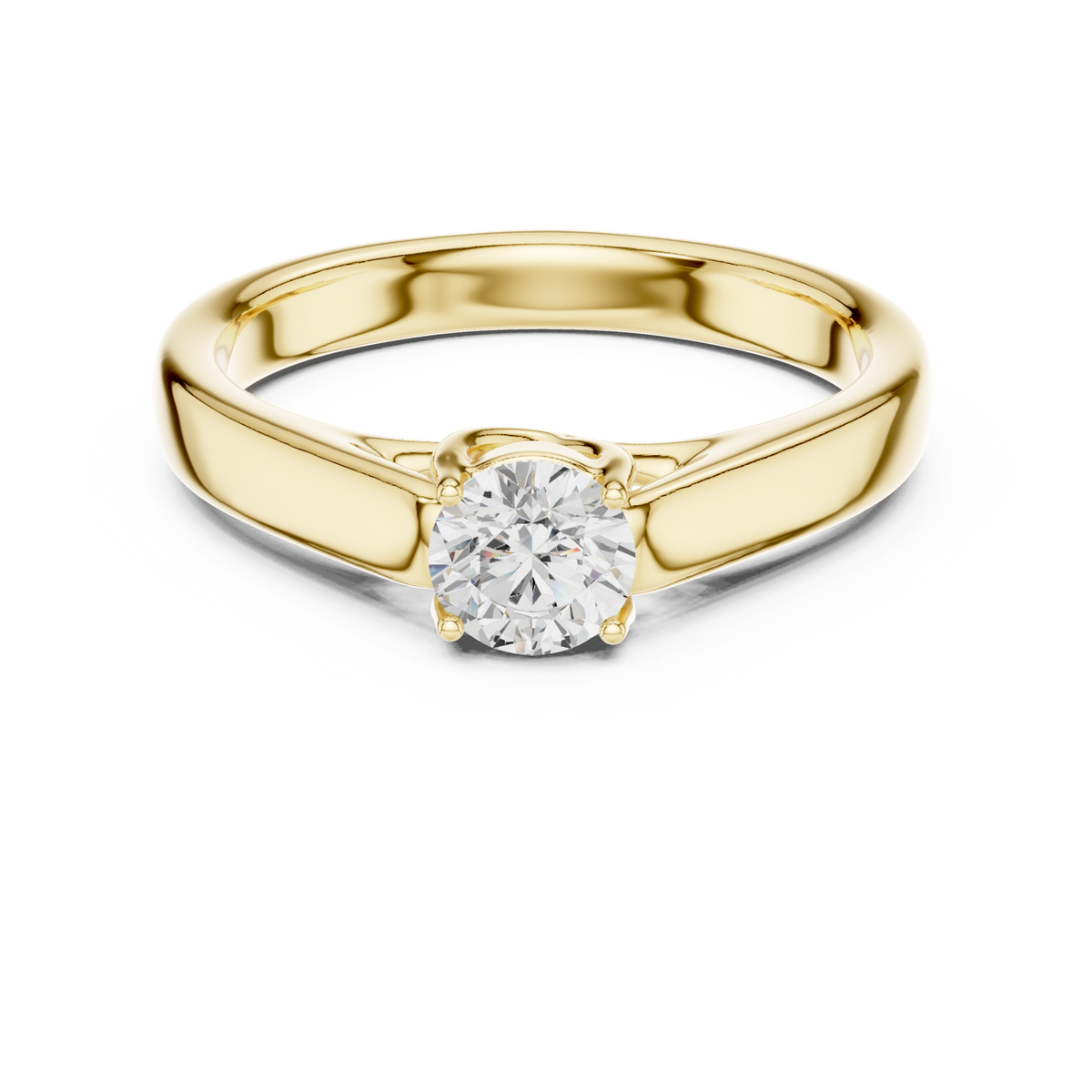 14K Solid Gold Lab Diamond Solitaire Ring, Yellow Gold