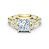 Gold Ring DDLR-257, Princess center stone, Yellow Gold