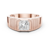14K Solid Gold Lab Diamond Solitaire Ring, Rose Gold