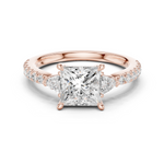 Gold Ring DDLR-037, Princess center stone, Rose Gold