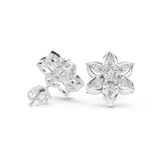 14K Solid Gold Lab Diamond Flower Cluster Earrings, White Gold, view 1
