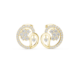 14K Solid Gold Lab Diamond Cluster Earrings, Yellow Gold