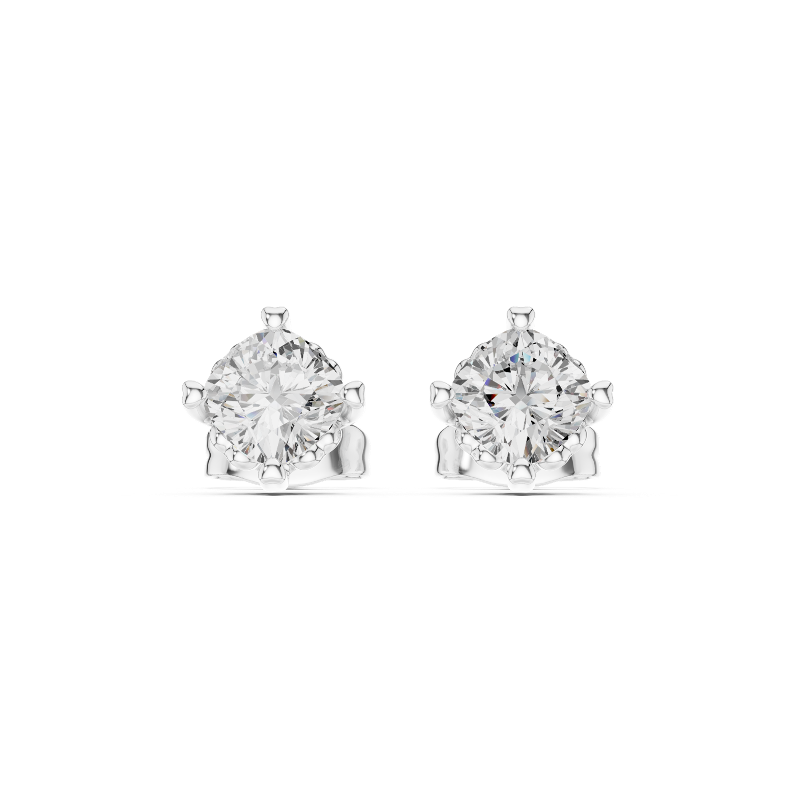 14K Solid Gold Lab Diamond Stud Earrings, White Gold, view 4