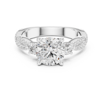 Gold Ring DDLR-281, Round center stone, White Gold, view 4