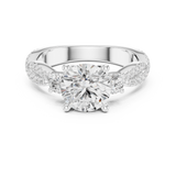 Gold Ring DDLR-281, Round center stone, White Gold, view 4