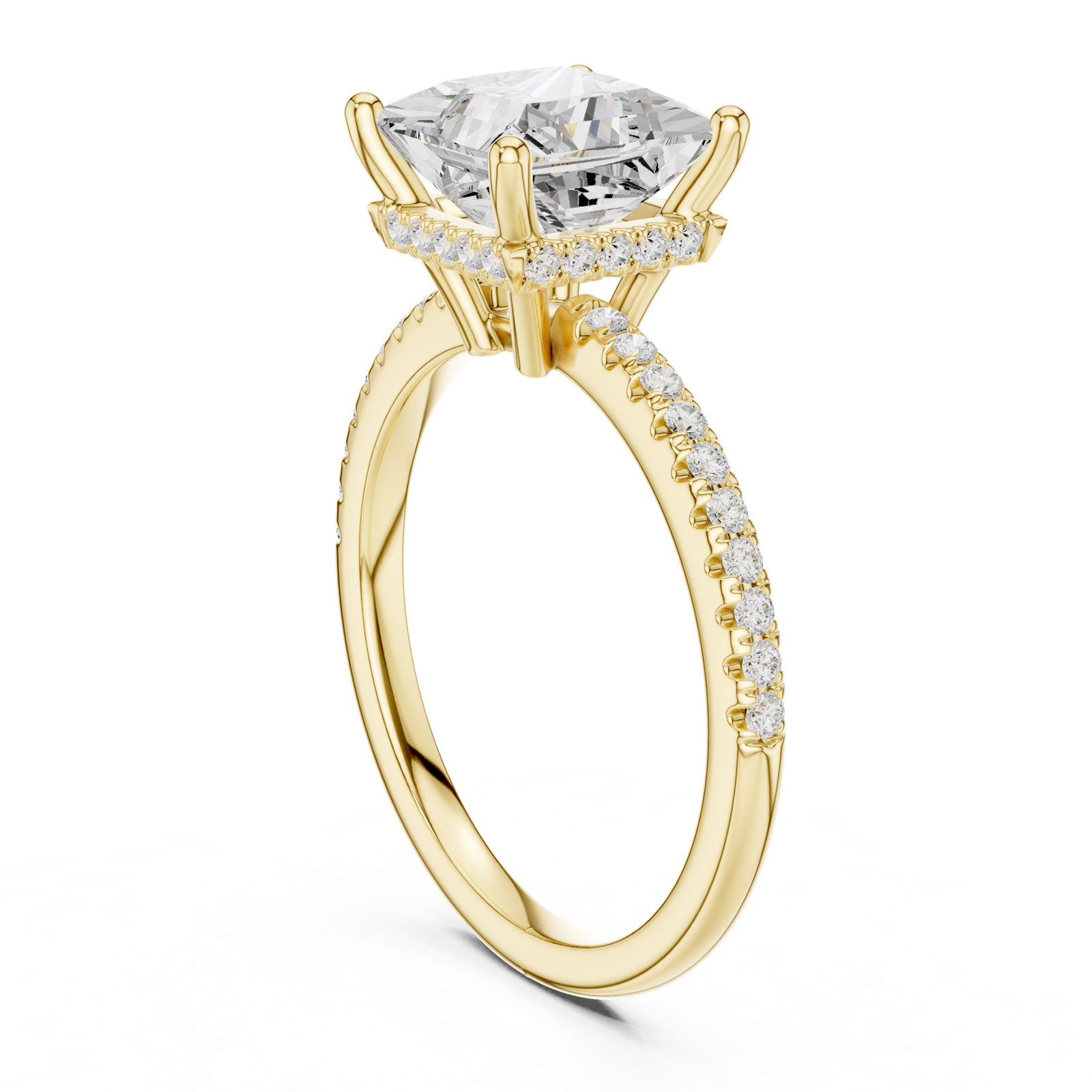 Gold Ring DDLR-177, Princess center stone, Yellow Gold, view 1