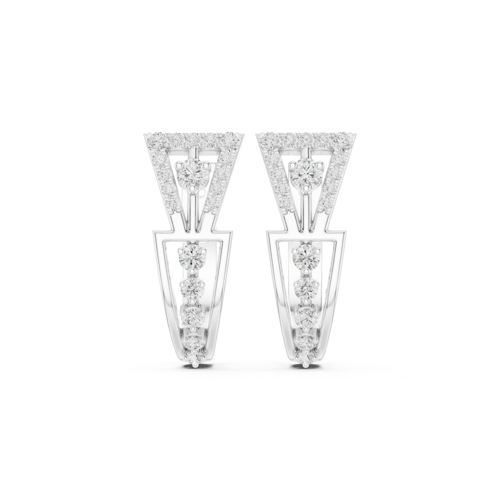 14K Solid Gold Lab Diamond Cluster Earrings, White Gold
