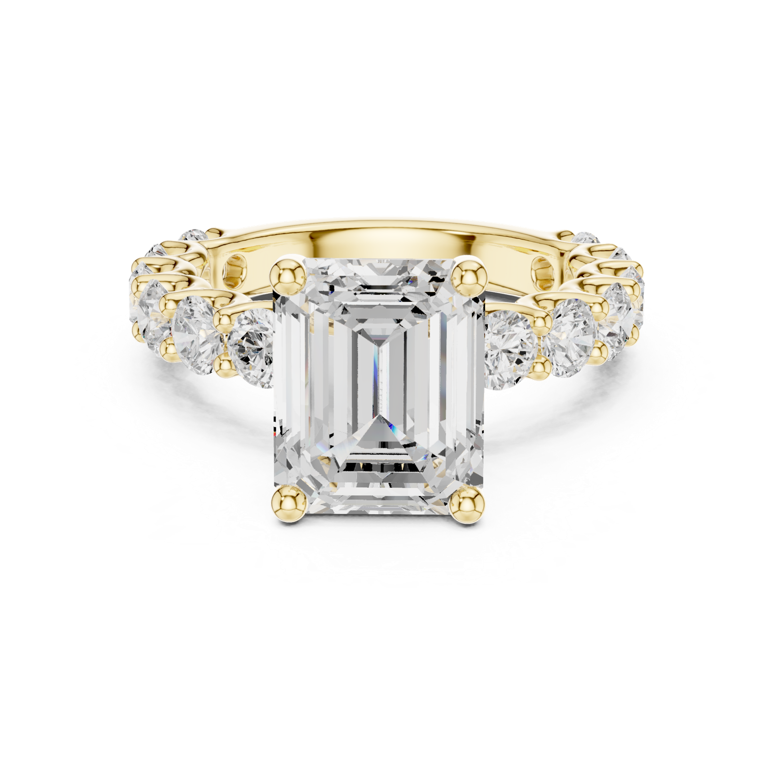 Gold Ring DDLR-087, Emerald center stone, Yellow Gold, view 4