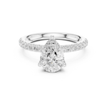 Gold Ring DDLR-161, Pear center stone, White Gold, view 4