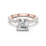 Gold Ring, Asscher center stone, Rose Gold