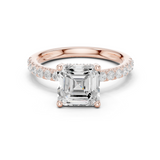 Gold Ring, Asscher center stone, Rose Gold